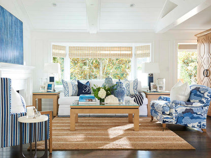 Newport Harbor Rectangle Coffee Table Raffia and Glass Sandstone