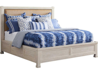 Shorecliff King Canopy Bed in Sailcloth with Raffia Headboard