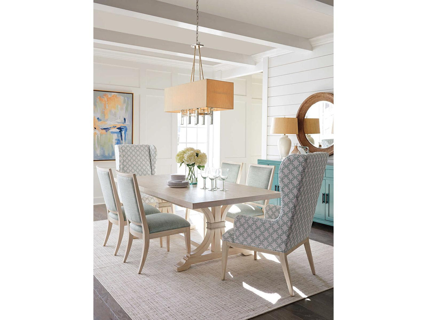 Newport Seacliff Upholstered Host Wing Chair with Sailcloth Finish