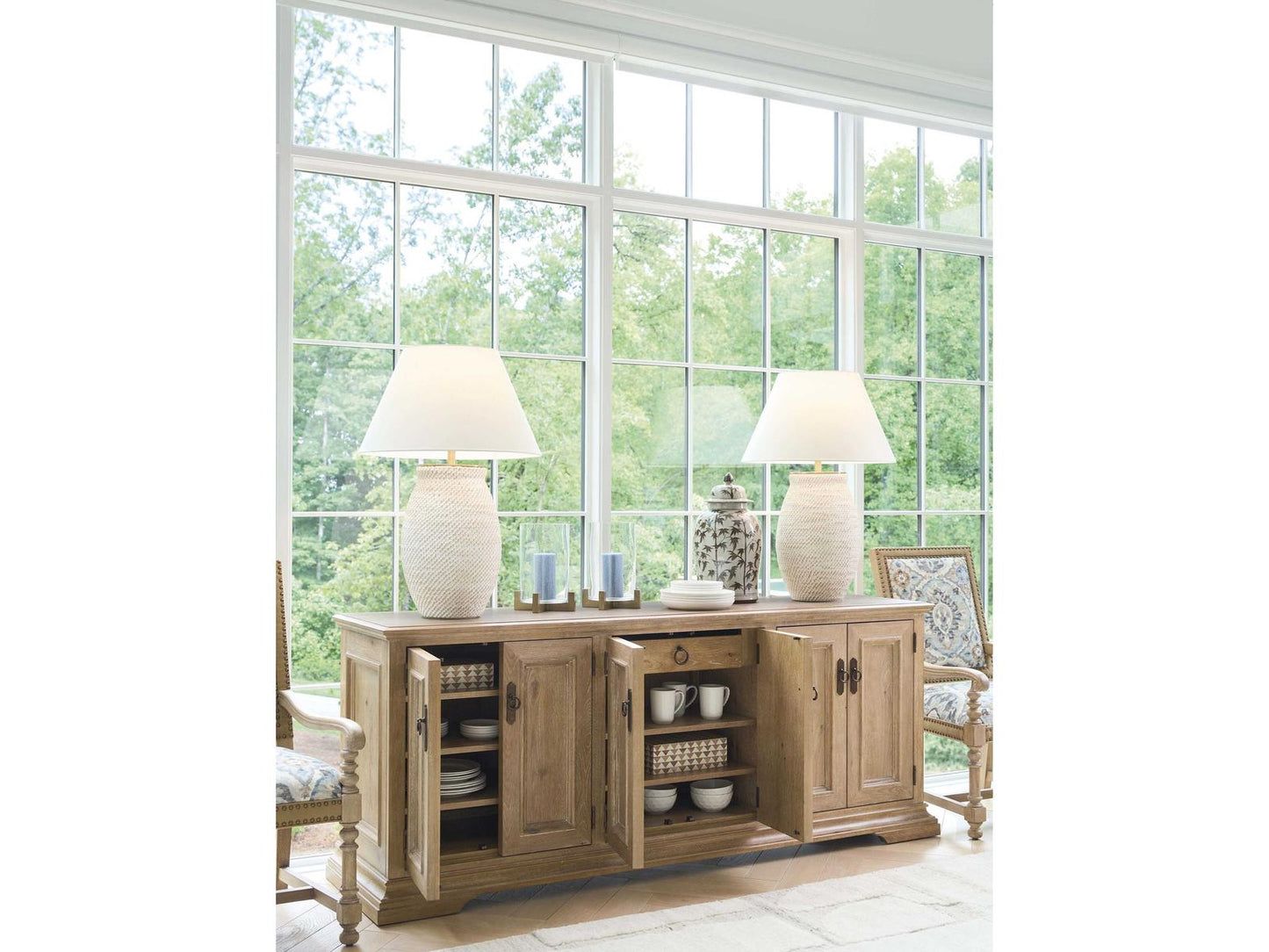 Montecito Westmont 86-Inch 6-Door Buffet in Light Chestnut Oak