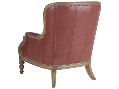 Kamari Leather Accent Chair with Nailhead Trim in Nouveau Finish