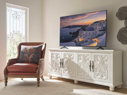 Kamari Leather Accent Chair with Nailhead Trim in Nouveau Finish