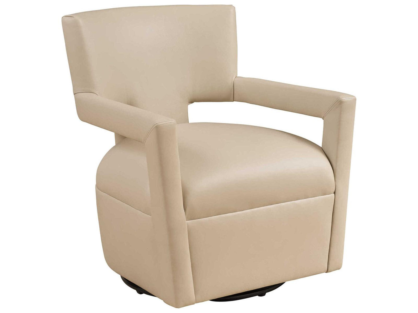 Upholstery Woodside Swivel Beige Leather Accent Chair