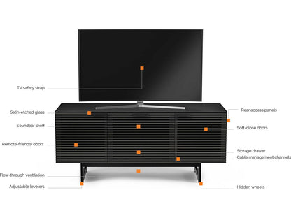 Corridor 8177 Media Console in Charcoal Stained Ash for 70 Inch TVs