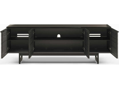 Corridor Louvered Wood Media Console in Charcoal Stained Ash