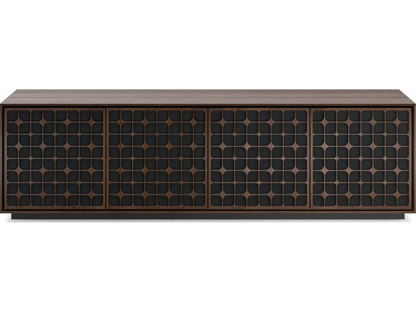 Elements Constellation 82-Inch Media Cabinet with Rolling Plinth Base in Toasted Oak