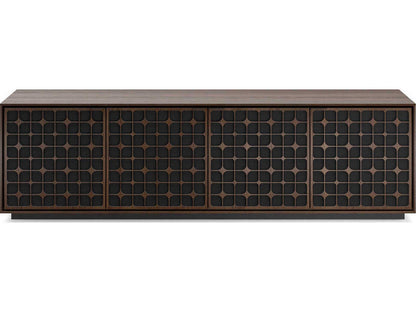Elements Constellation 82-Inch Media Cabinet with Rolling Plinth Base in Toasted Oak