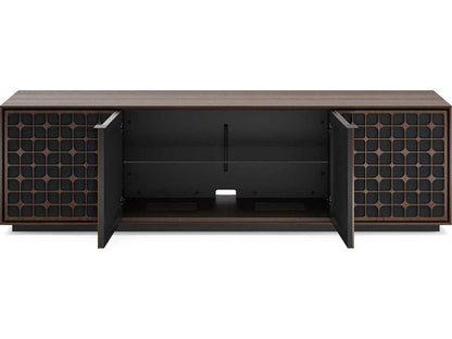 Elements Constellation 82-Inch Media Cabinet with Rolling Plinth Base in Toasted Oak