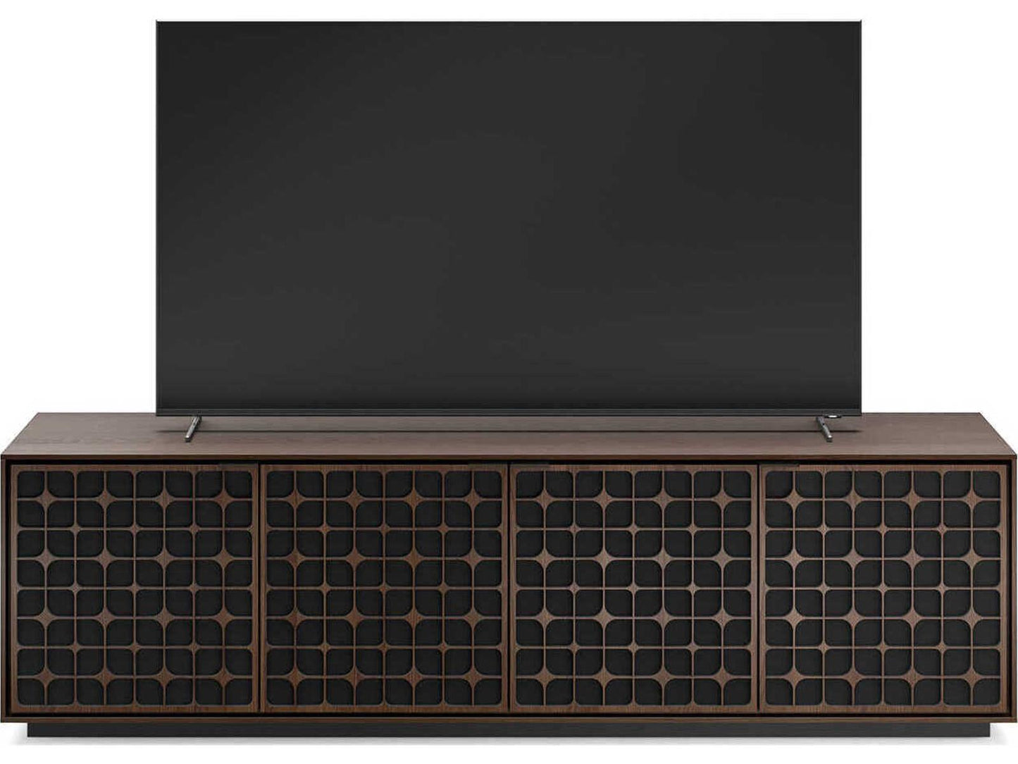 Elements Constellation 82-Inch Media Cabinet with Rolling Plinth Base in Toasted Oak