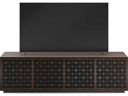 Elements Constellation 82-Inch Media Cabinet with Rolling Plinth Base in Toasted Oak