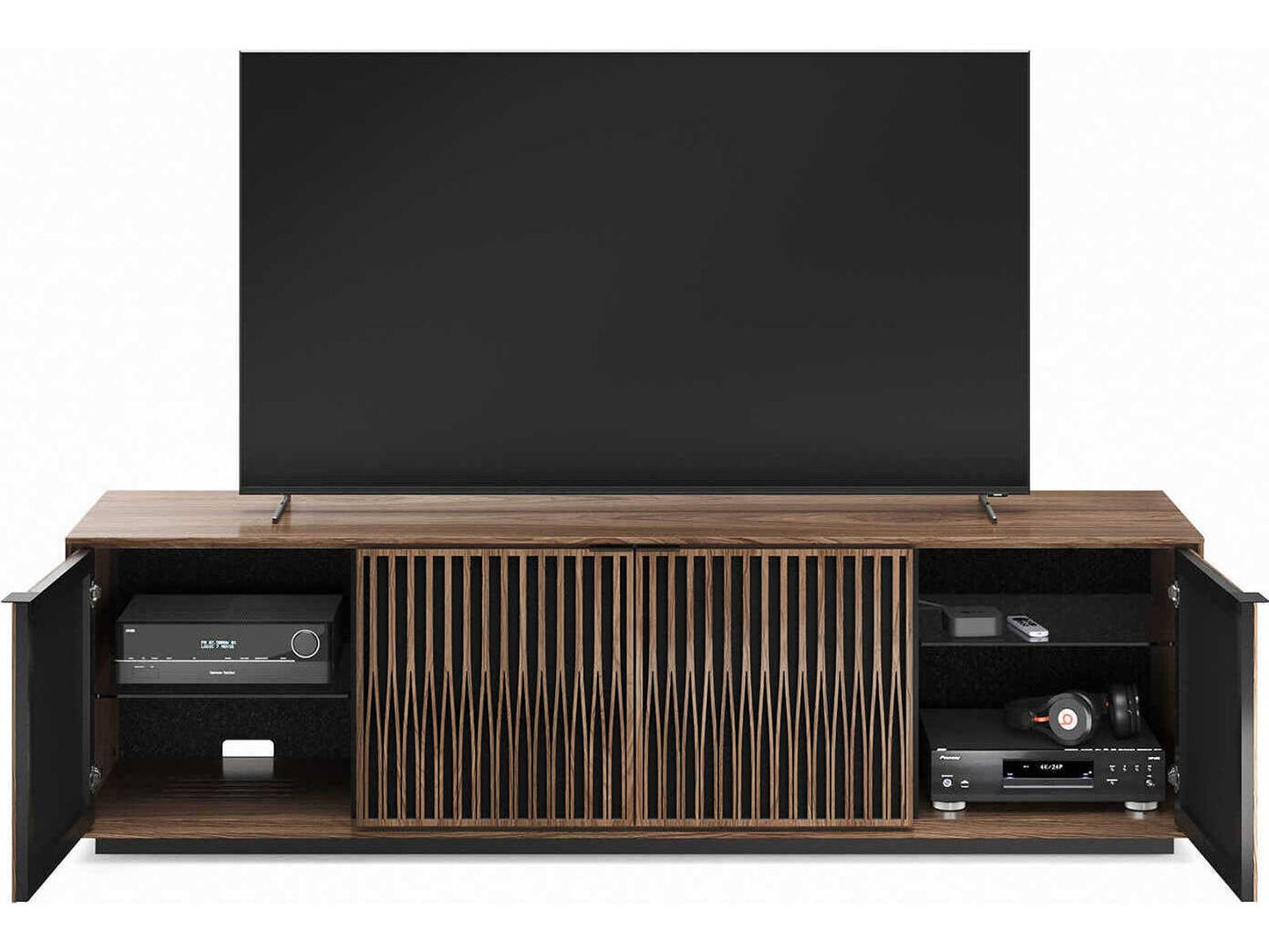 Elements 82-Inch Media Console with Tune Doors in Natural Walnut