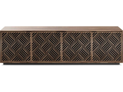 Elements 8703-WE Media Cabinet with Weave Doors in Natural Walnut