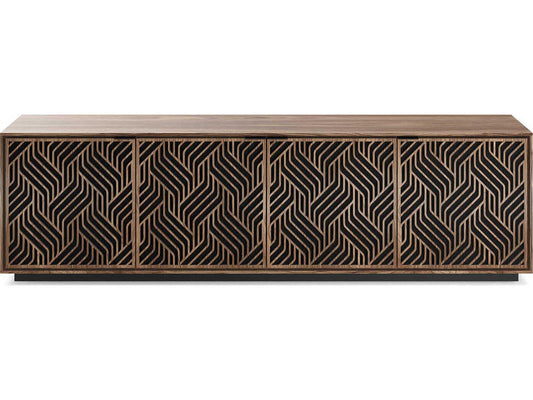 Elements 8703-WE Media Cabinet with Weave Doors in Natural Walnut