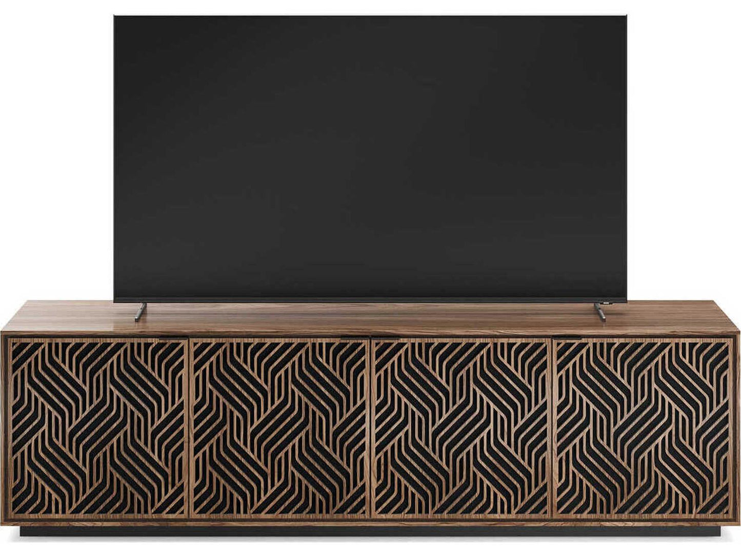 Elements 8703-WE Media Cabinet with Weave Doors in Natural Walnut