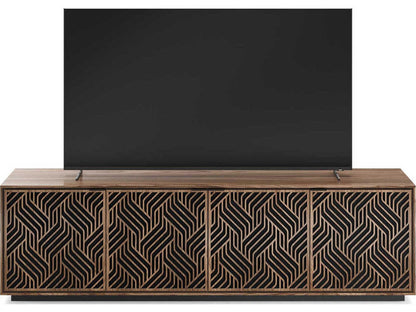 Elements 8703-WE Media Cabinet with Weave Doors in Natural Walnut
