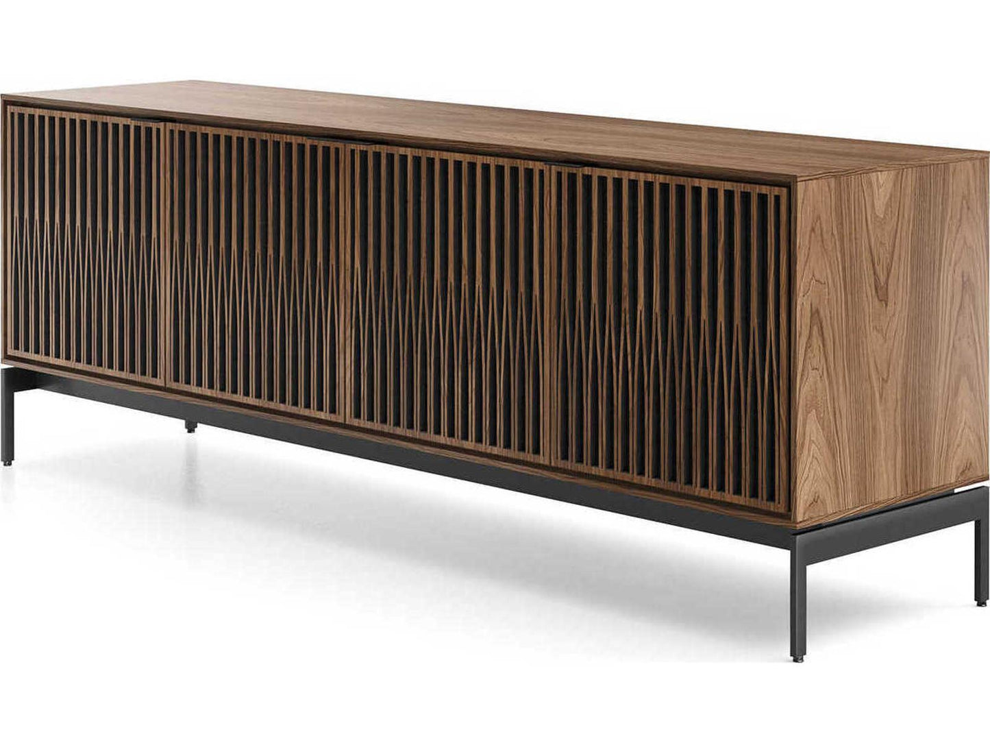 Elements Tune 4-Door Media Console Table in Natural Walnut