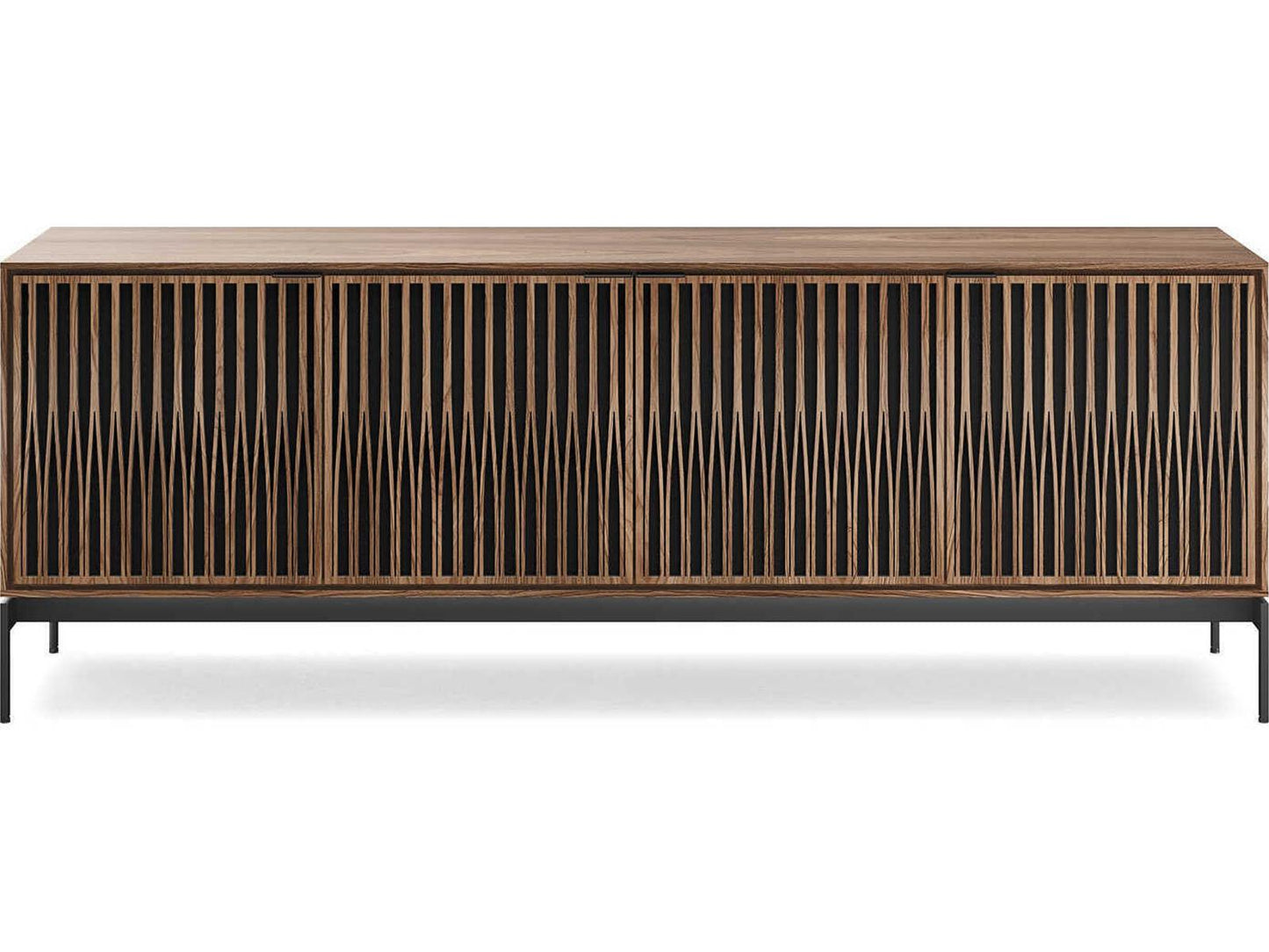Elements Tune 4-Door Media Console Table in Natural Walnut