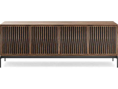 Elements Tune 4-Door Media Console Table in Natural Walnut