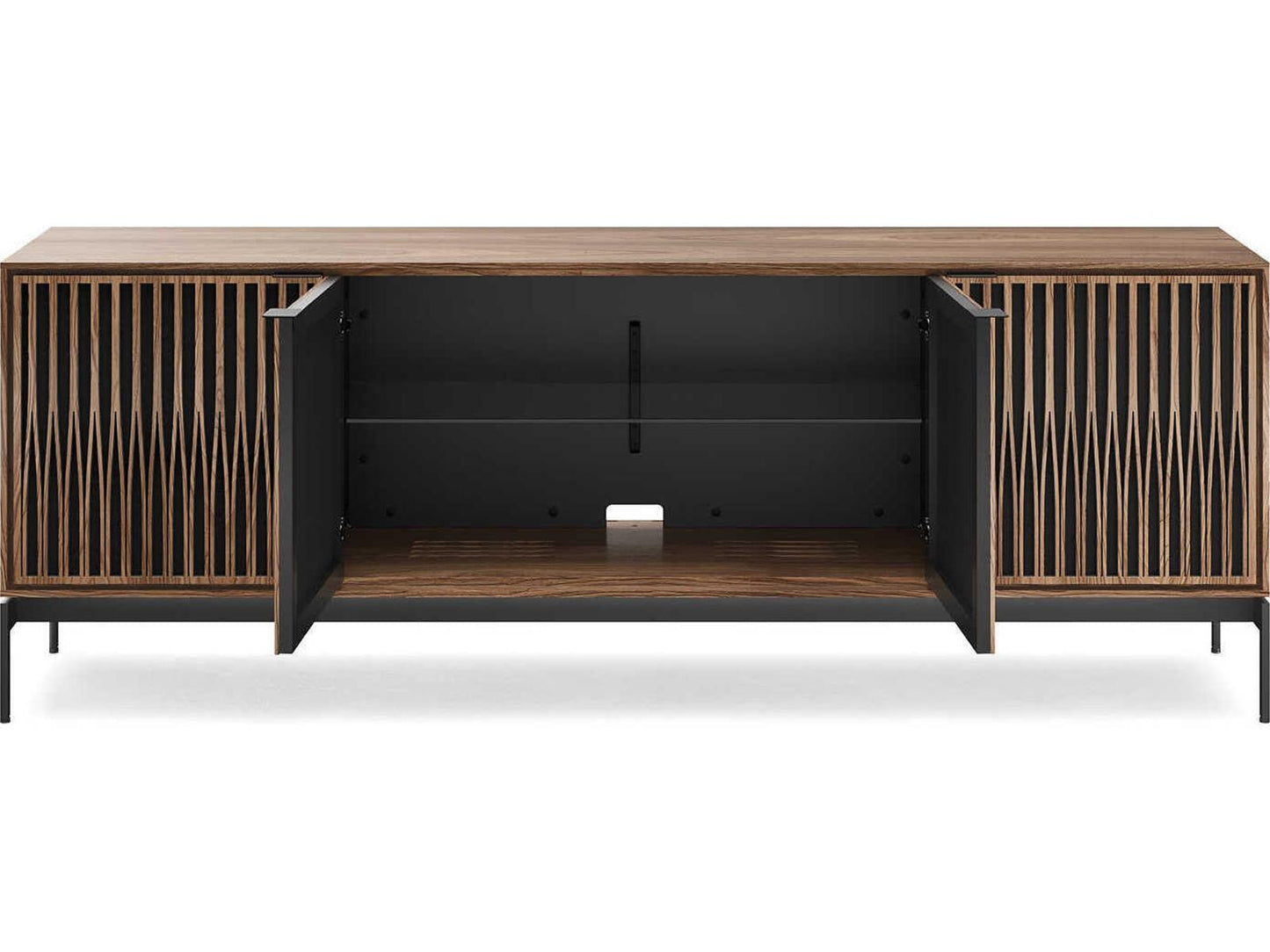 Elements Tune 4-Door Media Console Table in Natural Walnut