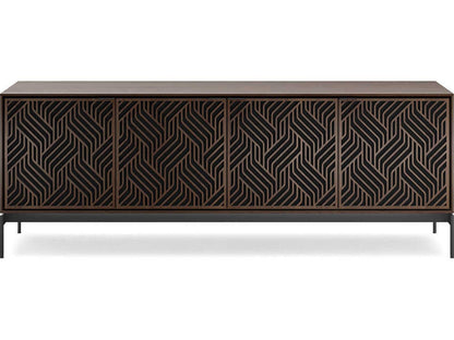 Elements Weave 8709 Media Console with Console Base in Toasted Oak