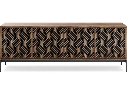 Elements Weave Media Console for 85 Inch TVs Natural Walnut