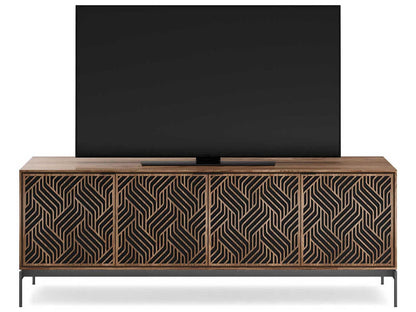 Elements Weave Media Console for 85 Inch TVs Natural Walnut