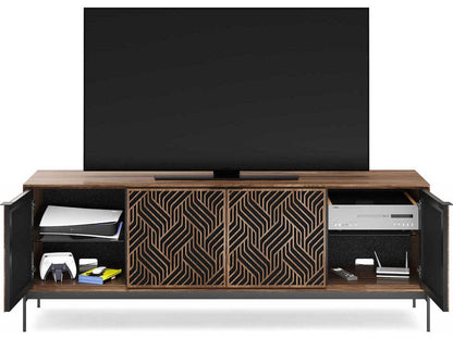Elements Weave Media Console for 85 Inch TVs Natural Walnut