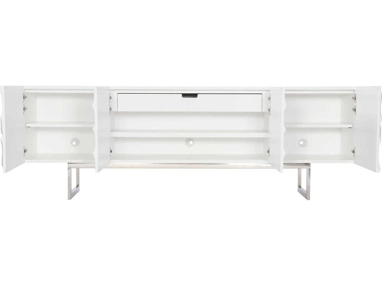 Penrose Entertainment Credenza White Plaster with Floral Design