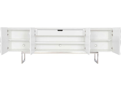 Penrose Entertainment Credenza White Plaster with Floral Design