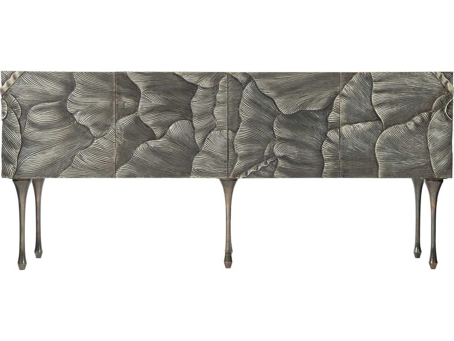 Interiors Flora Entertainment Credenza in Antique Silver with Floral Motif