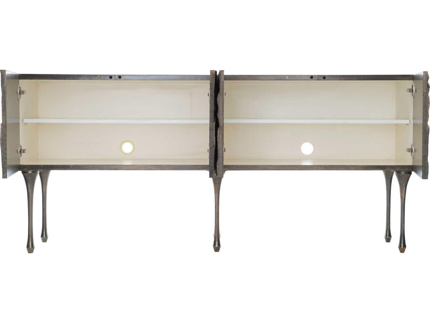 Interiors Flora Entertainment Credenza in Antique Silver with Floral Motif