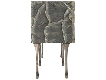 Interiors Flora Entertainment Credenza in Antique Silver with Floral Motif