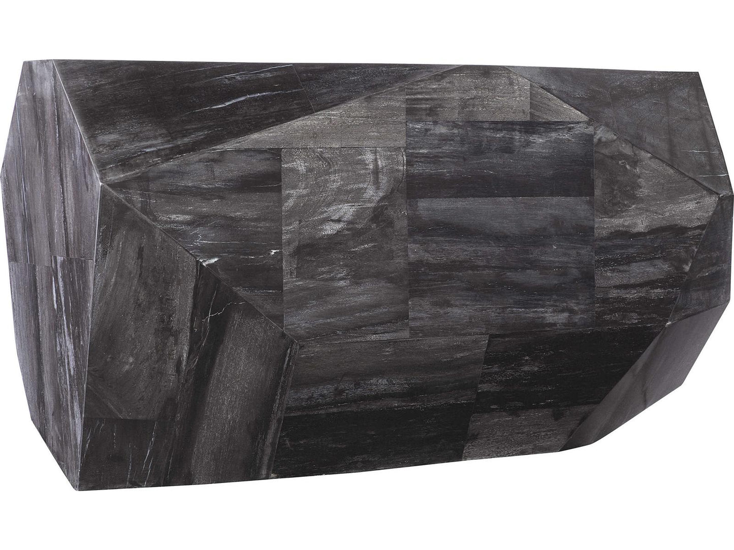 Adrian Rectangle Console Table Black Petrified Wood Organic Design