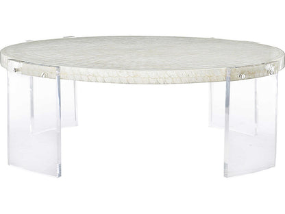 Pearle Round Cocktail Table with Capiz Shell Top and Acrylic Legs