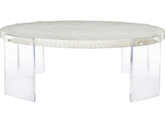 Pearle Round Cocktail Table with Capiz Shell Top and Acrylic Legs