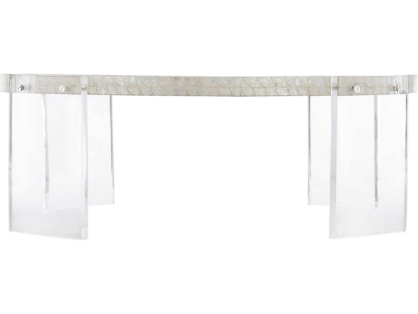 Pearle Round Cocktail Table with Capiz Shell Top and Acrylic Legs