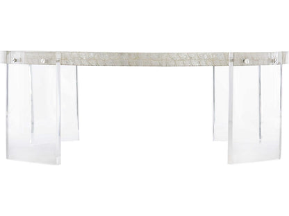 Pearle Round Cocktail Table with Capiz Shell Top and Acrylic Legs