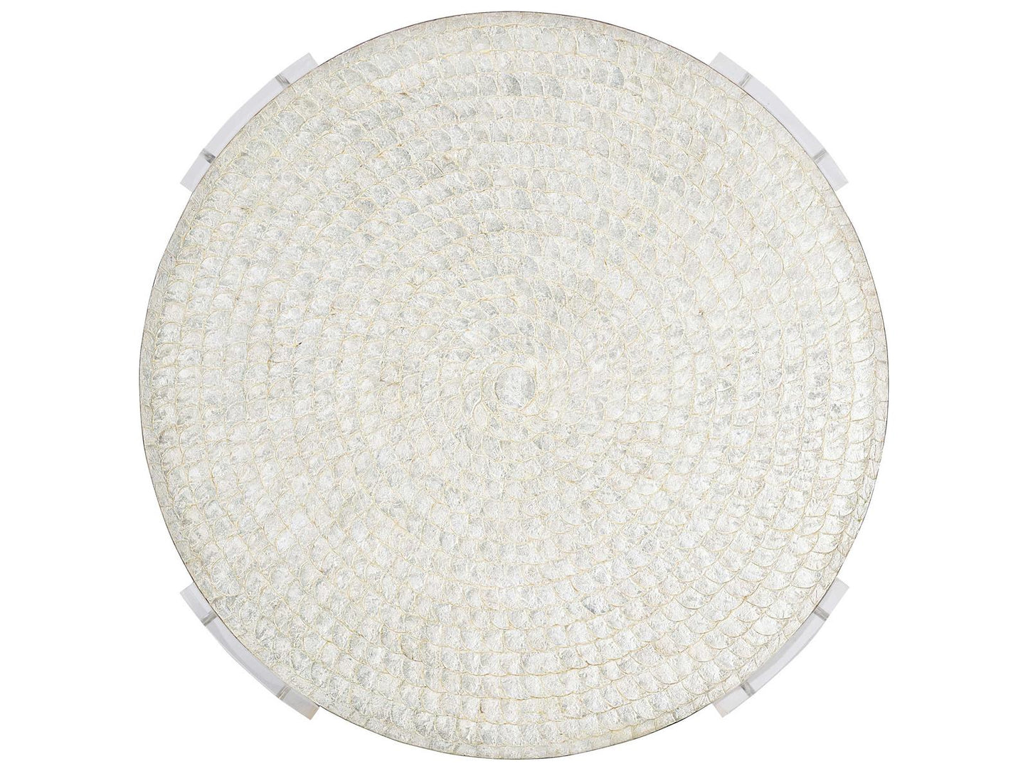 Pearle Round Cocktail Table with Capiz Shell Top and Acrylic Legs