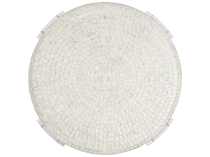 Pearle Round Cocktail Table with Capiz Shell Top and Acrylic Legs