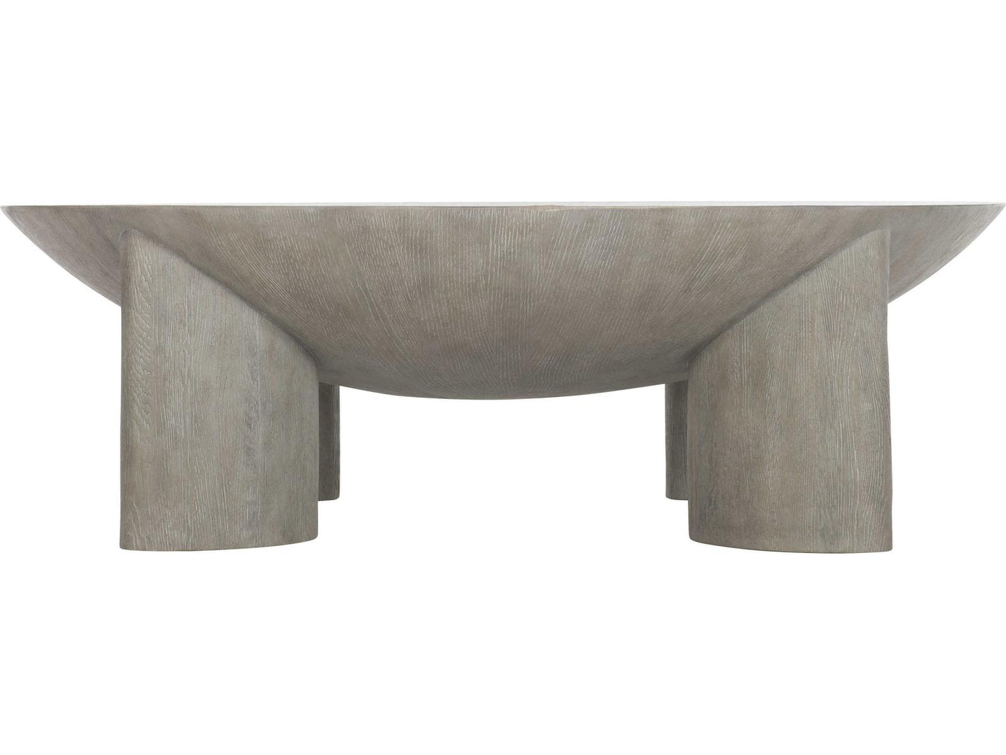 Renzo Round Coffee Table with Cast Resin Base in Weathered Flint