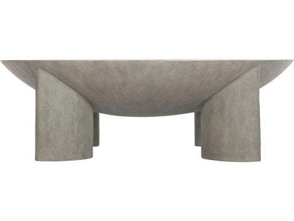 Renzo Round Coffee Table with Cast Resin Base in Weathered Flint