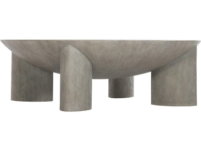 Renzo Round Coffee Table with Cast Resin Base in Weathered Flint