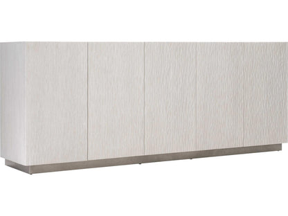 Solaria Entertainment Credenza Weathered Bone Shiny Nickel