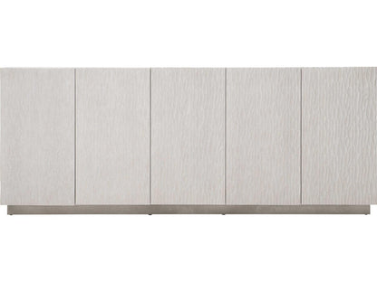 Solaria Entertainment Credenza Weathered Bone Shiny Nickel