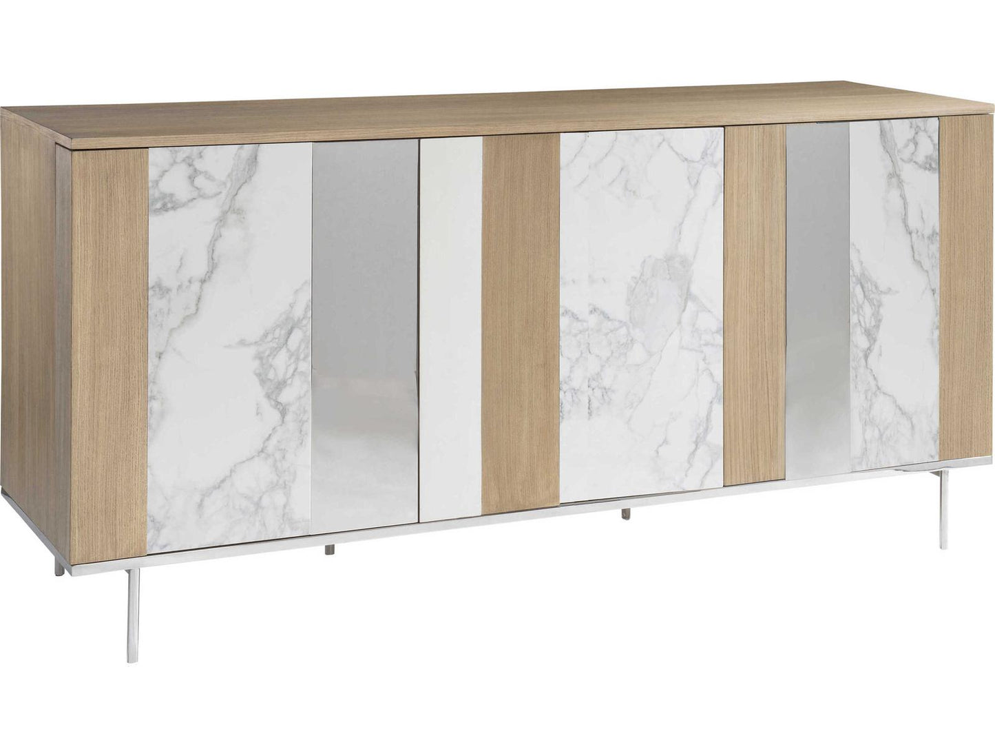 Modulum 3-Door Buffet Faux Marble Stainless Steel Sahara Finish
