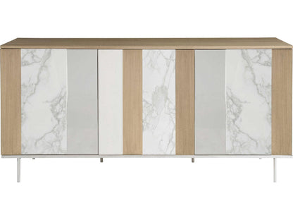 Modulum 3-Door Buffet Faux Marble Stainless Steel Sahara Finish