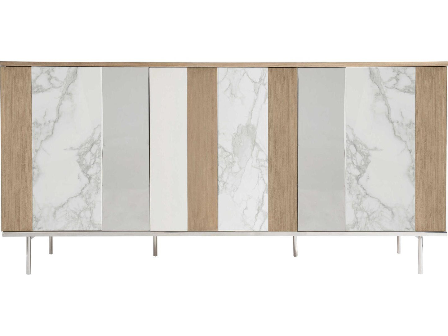 Modulum 3-Door Buffet Faux Marble Stainless Steel Sahara Finish