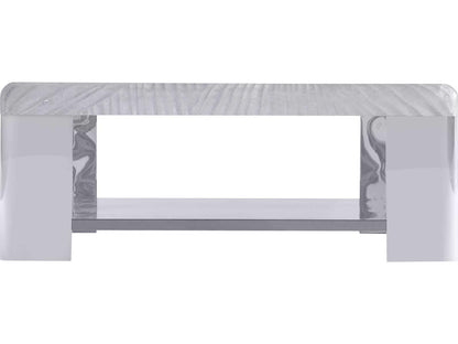 Aura Square Coffee Table with Patterned Acrylic Top and Polished Stainless Steel Frame