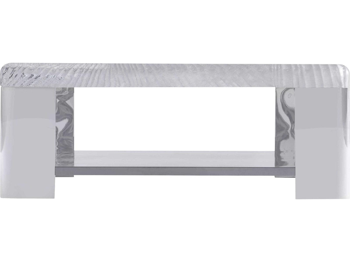 Aura Square Coffee Table with Patterned Acrylic Top and Polished Stainless Steel Frame