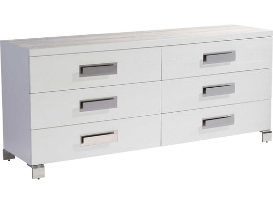 Coro 6-Drawer Dresser in Azucar Finish with Stainless Steel Accents